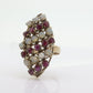 10k Victorian Opal and Garnet Cluster ring. 10k Yellow Gold with Claw set opal Garnet Marquise Antique cluster st(90)