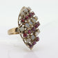 10k Victorian Opal and Garnet Cluster ring. 10k Yellow Gold with Claw set opal Garnet Marquise Antique cluster st(90)