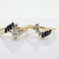 14k Marquise Diamond Solitaire with Sapphire Ring with Jacket. AVIV 14k Diamond Engagement Wedding Ring Set with enhancer (st130)