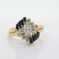 14k Marquise Diamond Solitaire with Sapphire Ring with Jacket. AVIV 14k Diamond Engagement Wedding Ring Set with enhancer (st130)