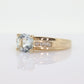 14k Aquamarine Diamond ring. Large Aquamarine solitaire ring.