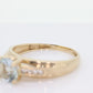 14k Aquamarine Diamond ring. Large Aquamarine solitaire ring.