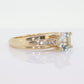 14k Aquamarine Diamond ring. Large Aquamarine solitaire ring.