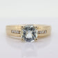 14k Aquamarine Diamond ring. Large Aquamarine solitaire ring.
