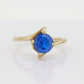 10k Round Blue Spinel ring. 10k Yellow Gold Blue Spinel Solitaire Ring