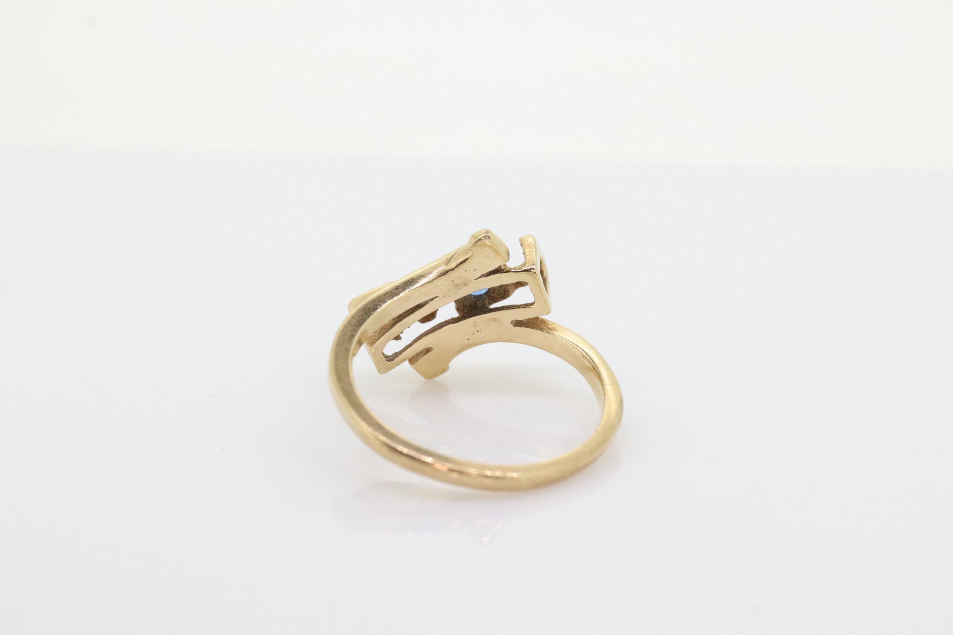 10k LOVE ring. 10k Yellow Gold with round Blue Spinel Solitaire Ring