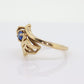10k LOVE ring. 10k Yellow Gold with round Blue Spinel Solitaire Ring