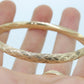10k Yellow Gold Etched Bangle Bracelet. 10k HOB Gold Hinged Bracelet