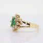 14k Marquise Emerald and Diamond Halo yellow gold ring. 0.36ctw in diamonds