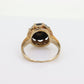 10k Onyx and diamond ring. 10k rose gold round onyx diamond ring. Vintage Mourning ring. st88