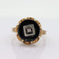 10k Onyx and diamond ring. 10k rose gold round onyx diamond ring. Vintage Mourning ring. st88