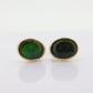 14k Oval Bezel Set Ammolite Earrings. Ammolite Fossil stud Earrings. st70