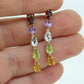 14k Multi-Color Gem Dangle EARRINGS. Pear Topaz Citrine Garnet Peridot Amethyst Tennis Dangle earrings (st108)