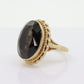 10k Smoky QUARTZ Large Bezel set ring. Large Oval Smokey Quartz Cocktail Cathedral ring(88)