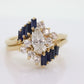 14k Marquise Diamond Solitaire with Sapphire Ring with Jacket. AVIV 14k Diamond Engagement Wedding Ring Set with enhancer (st130)