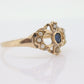 Antique Sapphire pearl bubble ring. Crown Tiara Sapphire pearl seed. 14k Filigree Open ring. st(105)