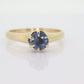 14k London Blue Topaz Solitaire Ring. 14k yellow gold Blue round Topaz Victorian Claw solitaire ring. st(55)