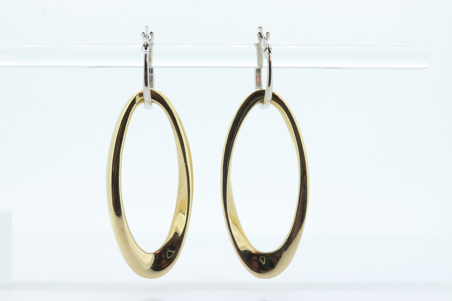 14k Gold Puffed Hollow HOOP Earrings. Intertwined Glossy Loop earrings. MILOR Italy st132/25