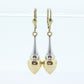 14k Gold Puffed Hollow Dangle Earrings. Glossy Multi-Tone Drop Pole earrings. Milor Italy st105/50