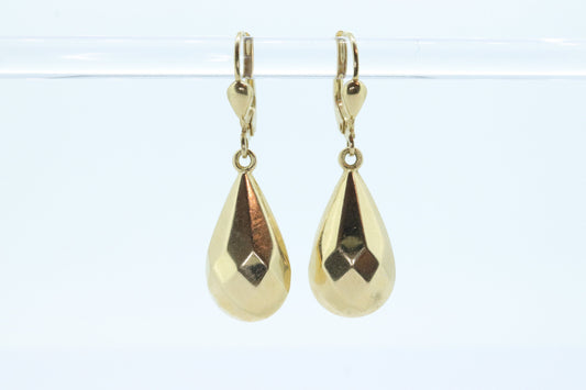 18k Gold Puffed Hollow Dangle Earrings. Glossy Geometric Drop earrings. Milor Italy st103/50