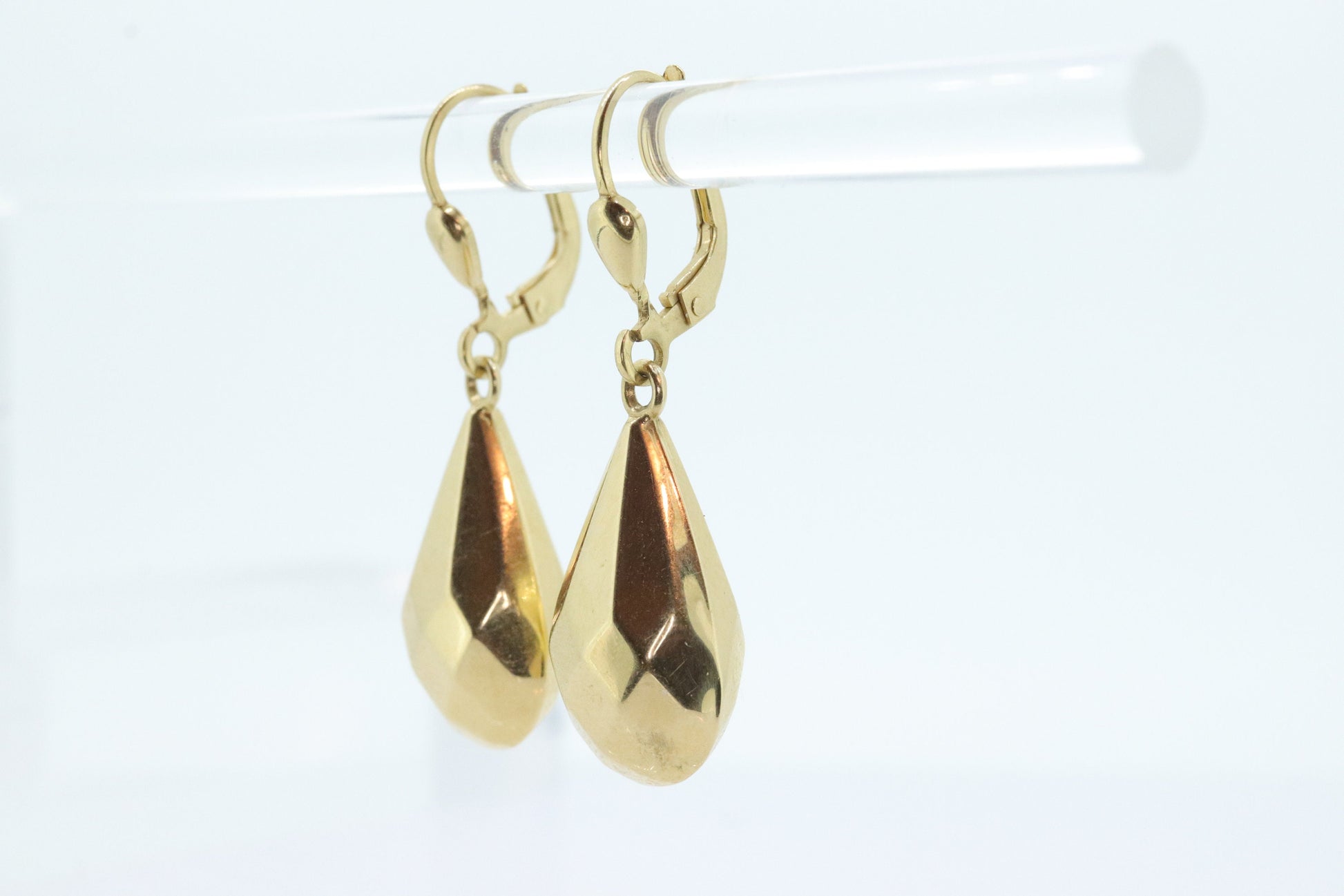 18k Gold Puffed Hollow Dangle Earrings. Glossy Geometric Drop earrings. Milor Italy st103/50