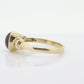 10k Red Tourmaline Ring. Bezel set OVAL Cabochon Tourmaline solitaire and diamond ring. st(92)