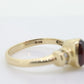 10k Red Tourmaline Ring. Bezel set OVAL Cabochon Tourmaline solitaire and diamond ring. st(92)