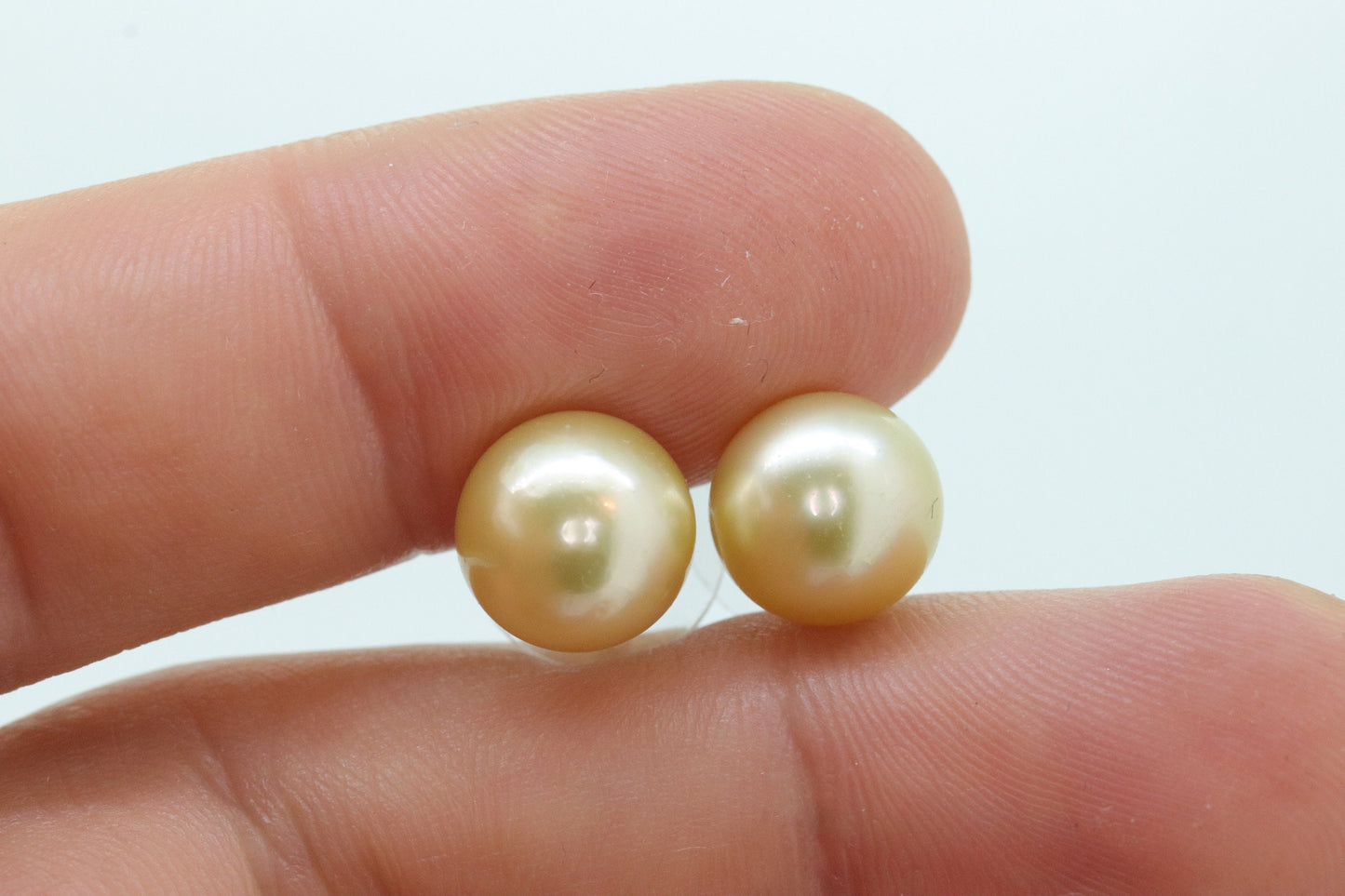 GOLDEN SOUTH SEA Pearl Stud Earrings -10mm Deep Golden South Sea Pearls - 14k Yellow gold - Earrings - st(196/11)