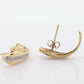 14k Gold Half HOOP Diamond Earrings. 14k Polish Gloss prong Diamonds earrings.. st50/11