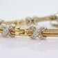Diamond X slide Bracelet. 14k Yellow White Gold XO Diamond Slide cord Bracelet. 27.4grams Two strand station bracelet. st(302/50)