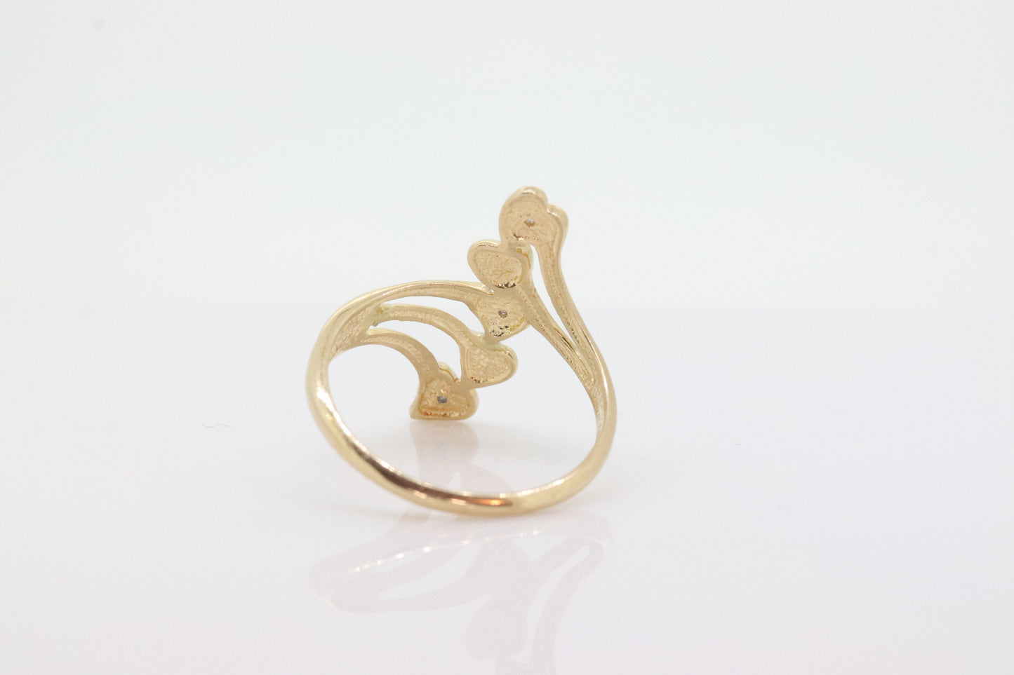 14k Heart and diamond ring. Tiny Heart multiple heart ring love beat ring. Dainty skinny stacking stacked ring. st(109/25)