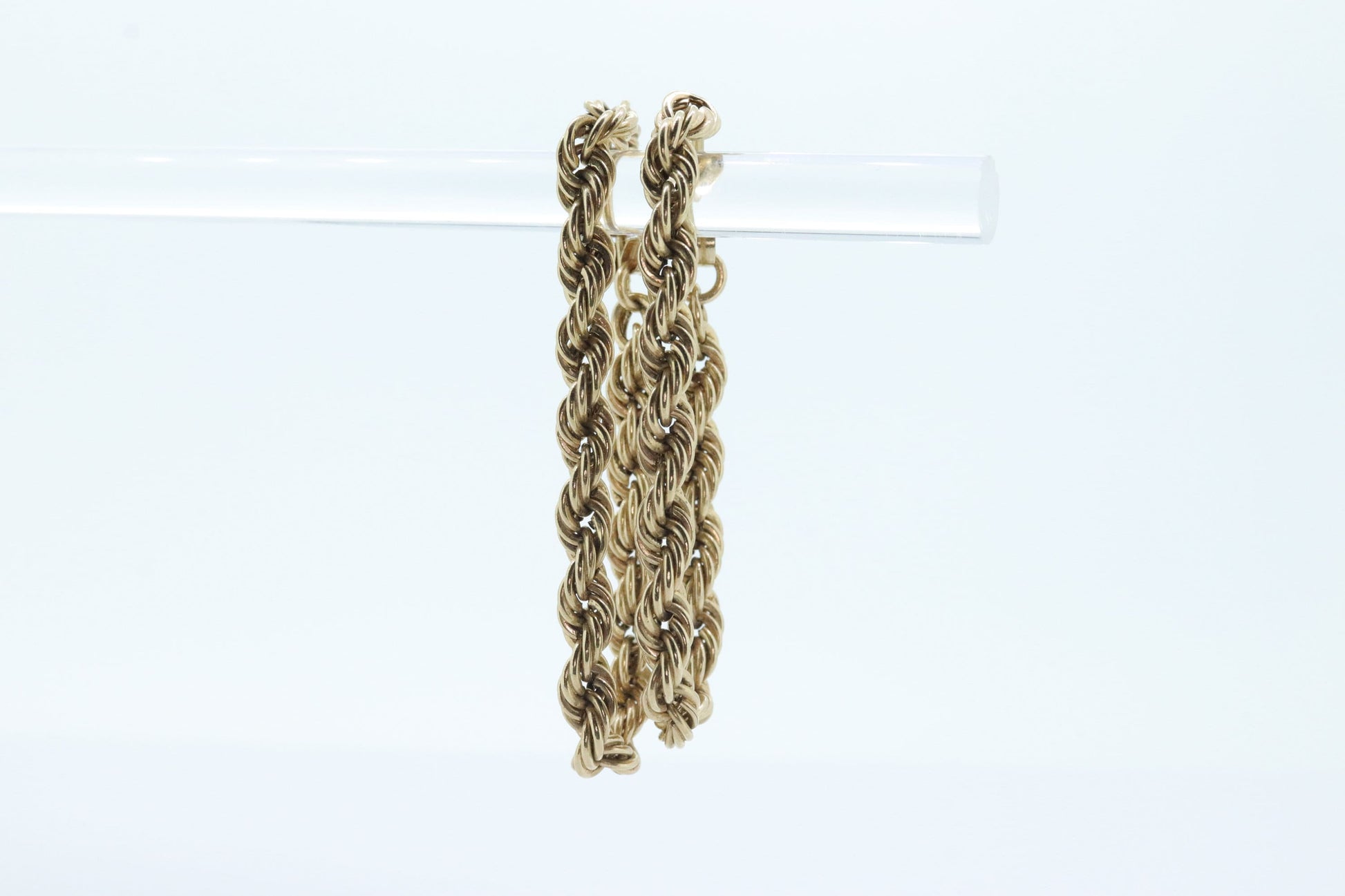 14k Rope chain Hoop Drop Earrings. 14k Yellow Gold earrings st(71/87)