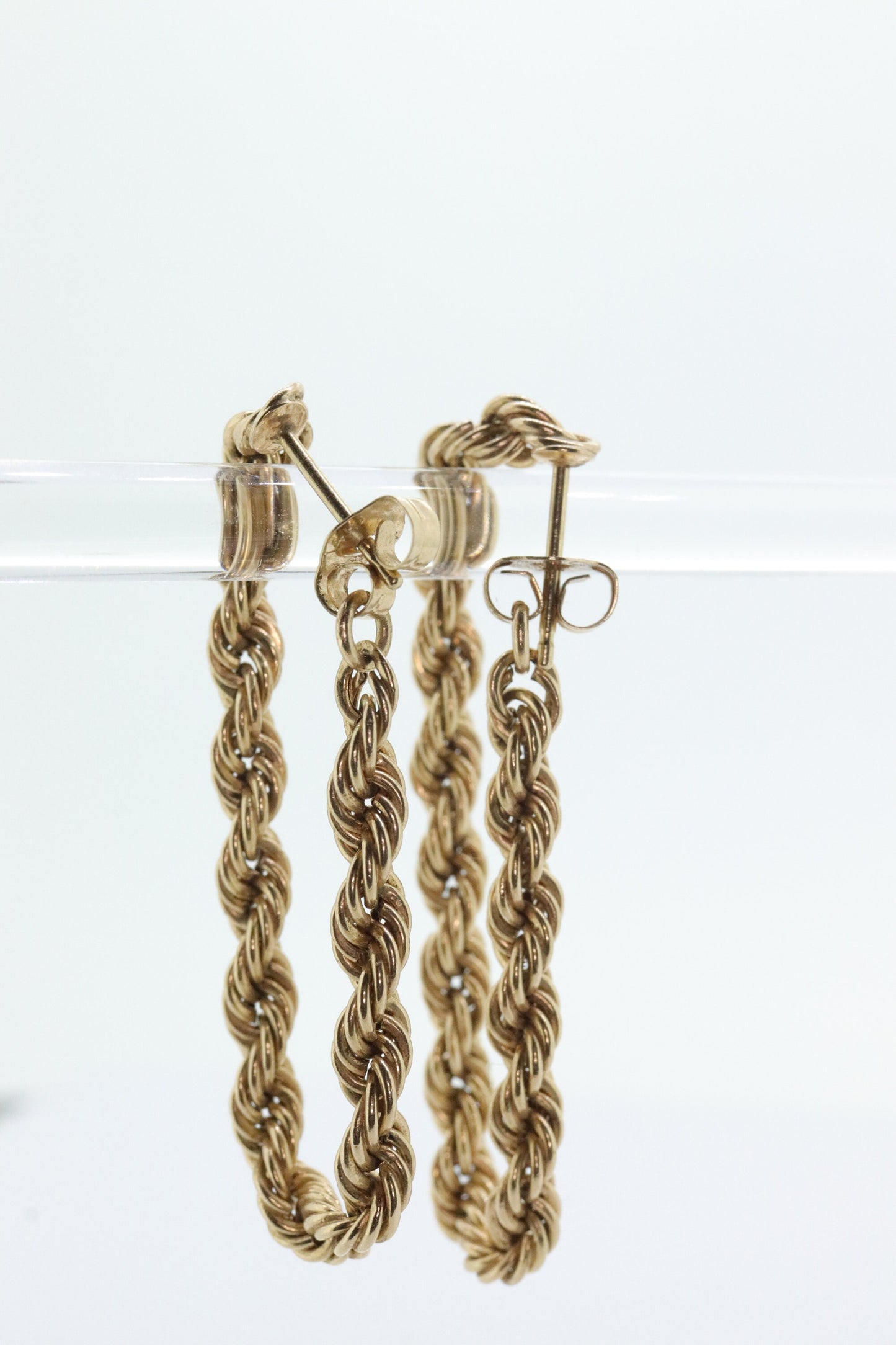 14k Rope chain Hoop Drop Earrings. 14k Yellow Gold earrings st(71/87)