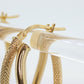 14k Gold Puffed Hollow HOOP Earrings. Intertwined Textured Loop earrings. MILOR Italy st74/75