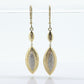 14k Diamond Dangle Earrings. Marquise Cluster Diamond Hammered Textured Earrings St(109/25)