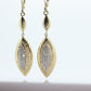 14k Diamond Dangle Earrings. Marquise Cluster Diamond Hammered Textured Earrings St(109/25)