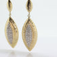14k Diamond Dangle Earrings. Marquise Cluster Diamond Hammered Textured Earrings St(109/25)