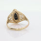 10k ONYX and diamond ring. Marquise Onyx bezel set victorian mourning ring. st(86/75)