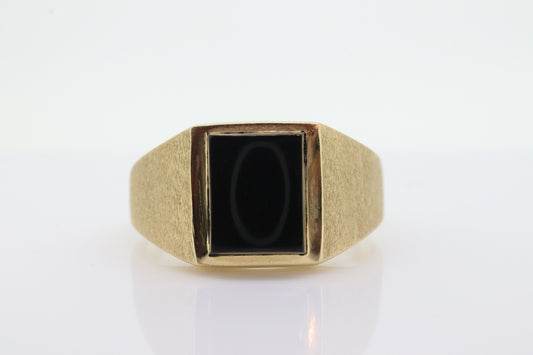 14k Modern Rectangle Onyx ring. Mens Signet Onyx Bezel set statement ring. stock(143/75)