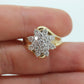 14k Yellow Gold Bypass daisy Ring. Round Diamond 1ctw Snowflake Cluster Ring. Waterfall diamond. 1ctw diamonds st(2-81/75)