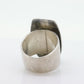 Green cabochon Chrysoprase sterling Silver modernist ring. Size 4.5 (st12/11)