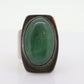 Green cabochon Chrysoprase sterling Silver modernist ring. Size 4.5 (st12/11)