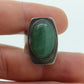 Green cabochon Chrysoprase sterling Silver modernist ring. Size 4.5 (st12/11)