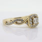 14k LEO Diamond Ring. Princess cut Diamond Halo Infinity shank solitaire engagement ring. LEO diamond. st(288)