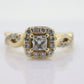 14k LEO Diamond Ring. Princess cut Diamond Halo Infinity shank solitaire engagement ring. LEO diamond. st(288)
