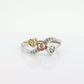 10k Triple Heart Diamond Cluster ring. 10k yellow gold with Rose gold middle heart white gold. st(46)
