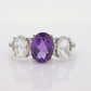 Multi-Color Gem Ring. 10k Trilogy ring. Amethyst Sapphire Ring. Triple Three gem ring. st(50)