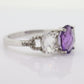 Multi-Color Gem Ring. 10k Trilogy ring. Amethyst Sapphire Ring. Triple Three gem ring. st(50)
