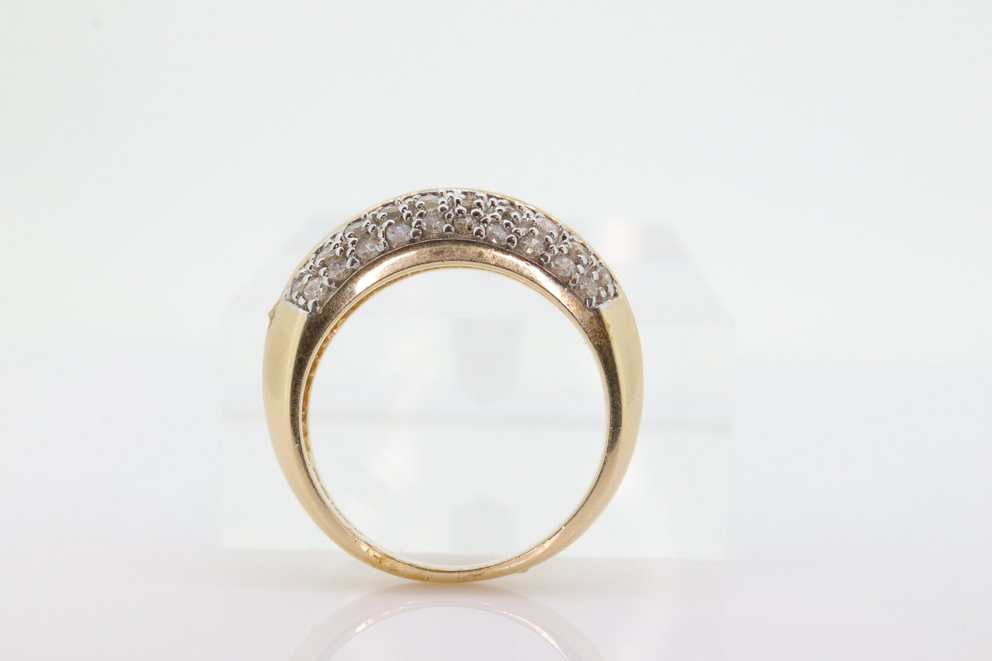 14k Diamond Pave Encrusted Band. Diamond Dome Bombe Cluster band. Diamond ring. Mirror half diamond ring st131