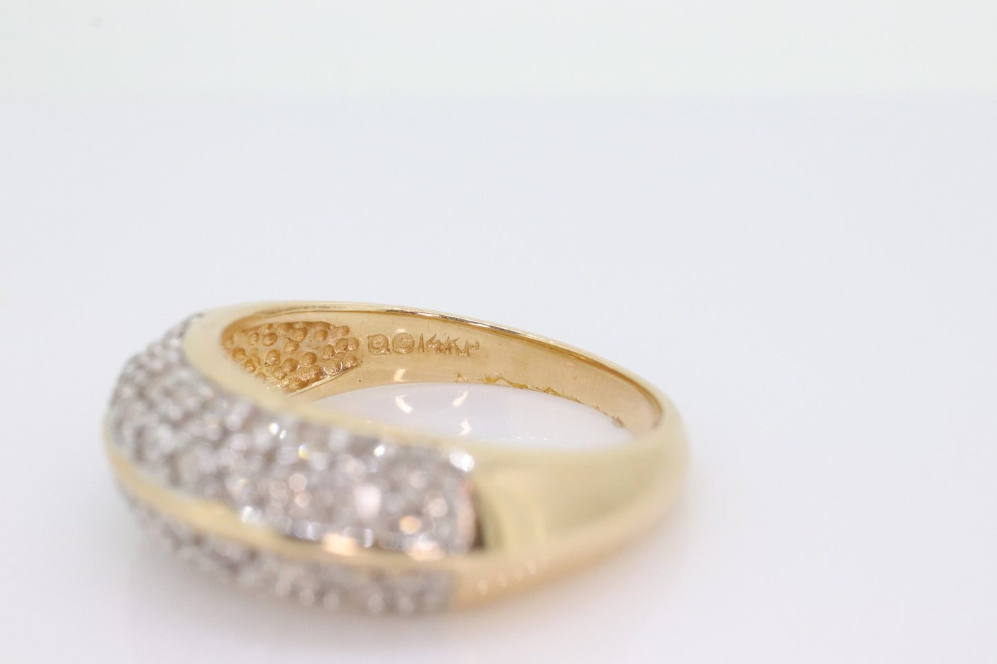 14k Diamond Pave Encrusted Band. Diamond Dome Bombe Cluster band. Diamond ring. Mirror half diamond ring st131